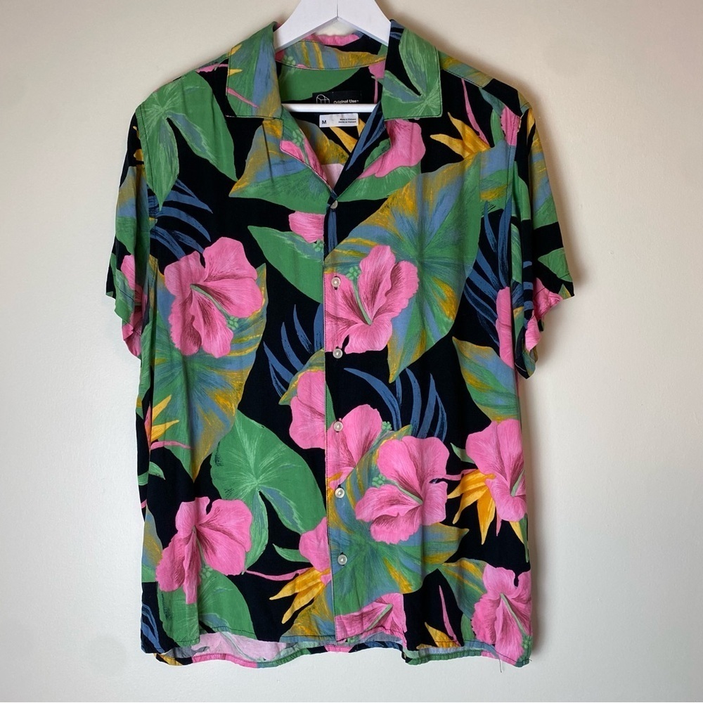 Original Use Aloha Shirt Pink Hibiscus Tropical Print size Medium